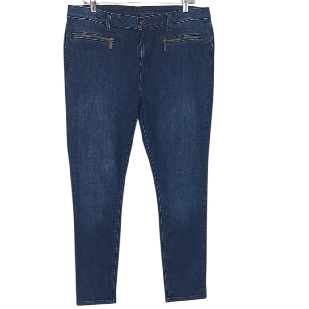 Michael Kors Dark Blue Zipper Pocket Skinny Jeans